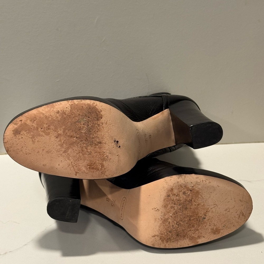 Coach Lianne Full Grain Leather Fur Lined Platform Healed Boots - Picture 11 of 14
